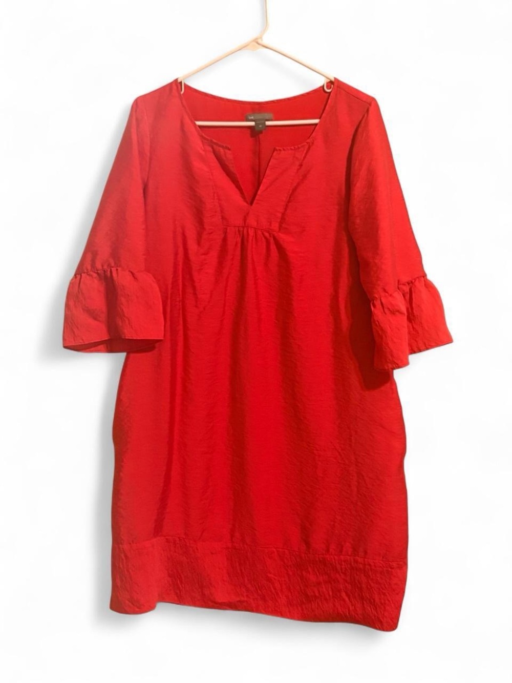 Gap Bright Red Tunic Dress with Ruffled Sleeves